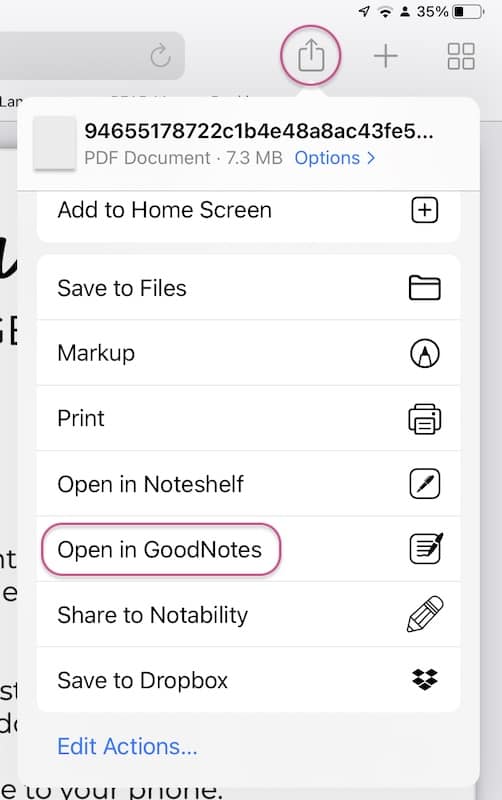 import a digital planner to Goodnotes from Safari